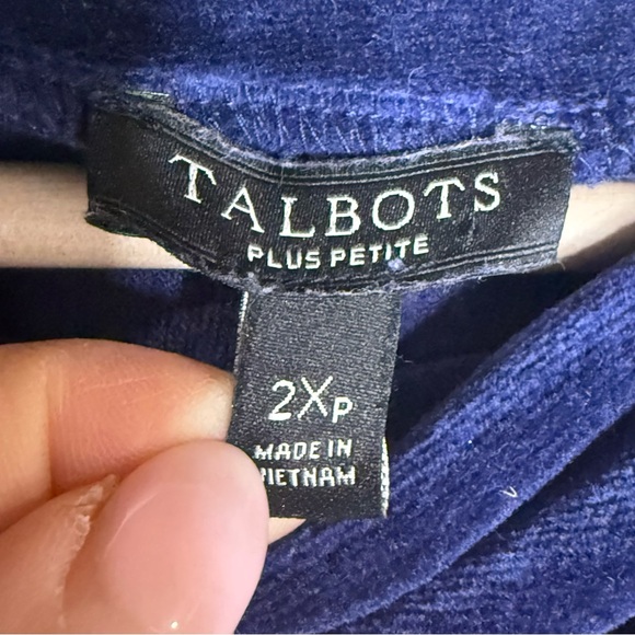 Talbots Velvet Split Mock Neck Back Button Pullover Shirt Size 2XP Navy Blue - Picture 6 of 6